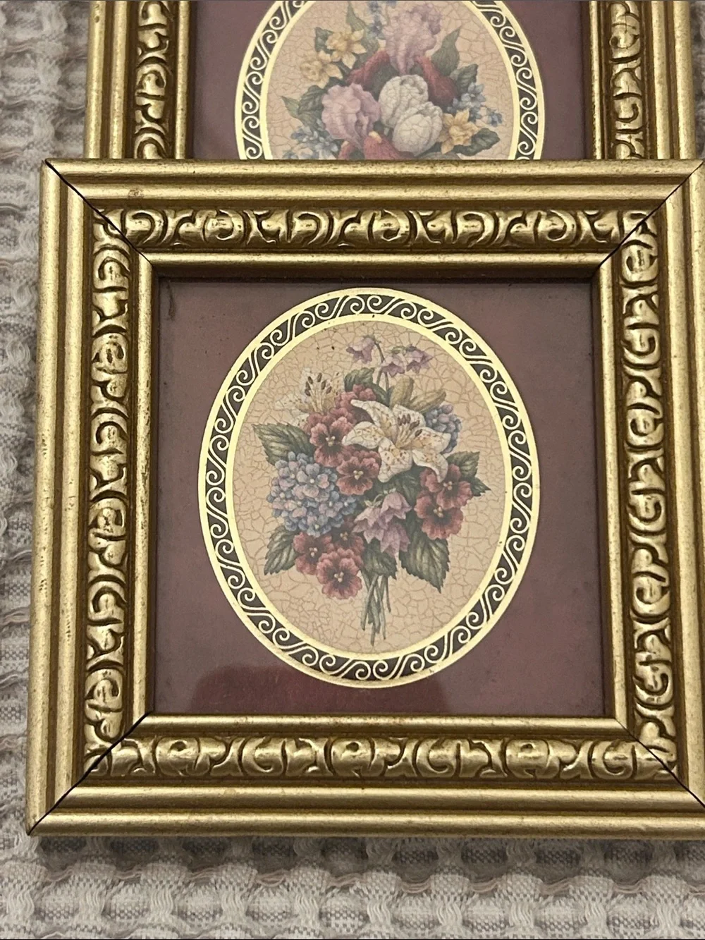 Gold Floral Framed Art Pair Miniature - Elegant Home Accents Gallery Wall